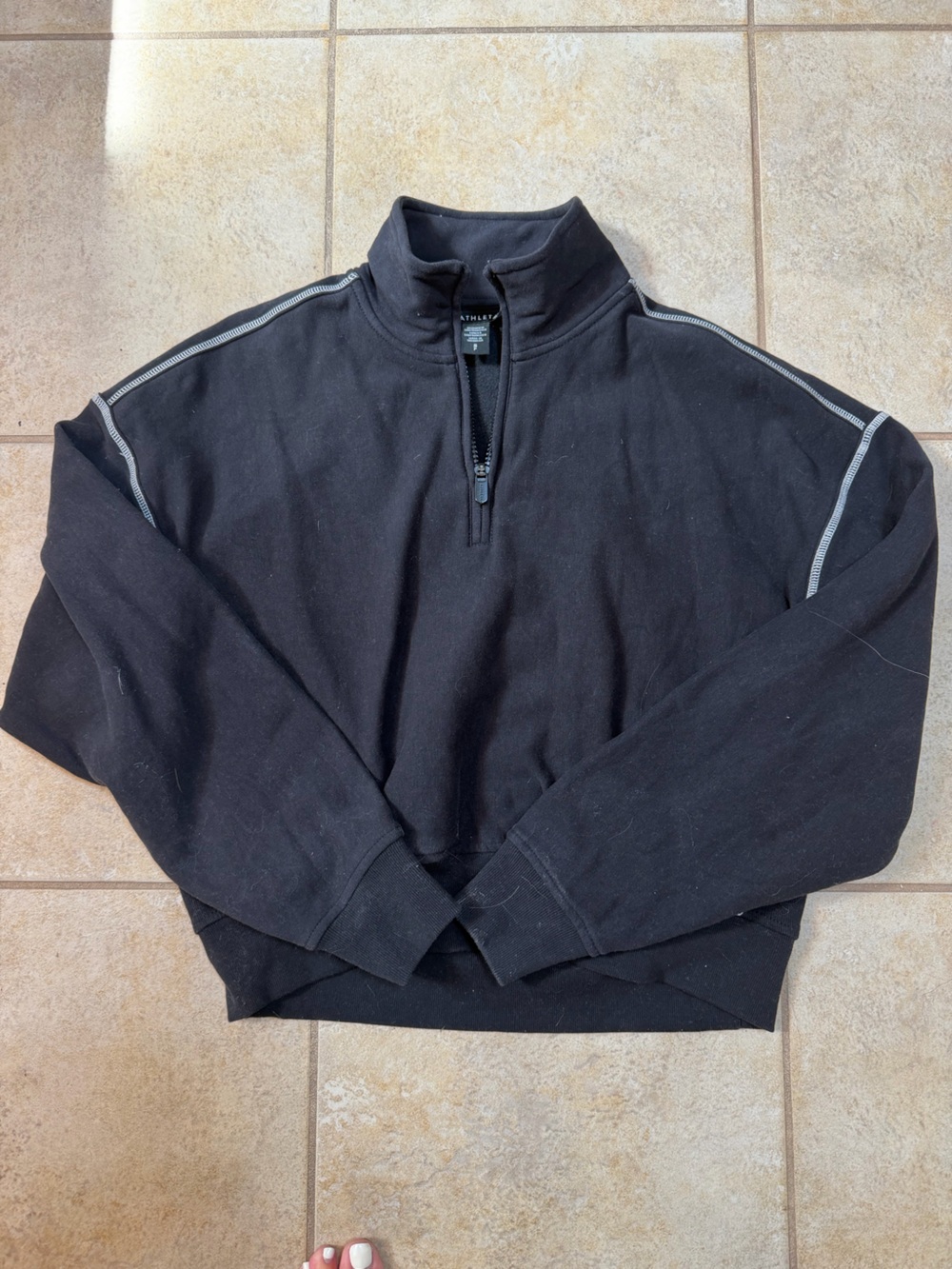 Athleta Black Half-Zip Pullover with Contrast Stitching